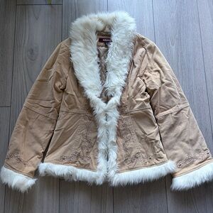 2000s faux fur lined corduroy penny lane coat 🤍